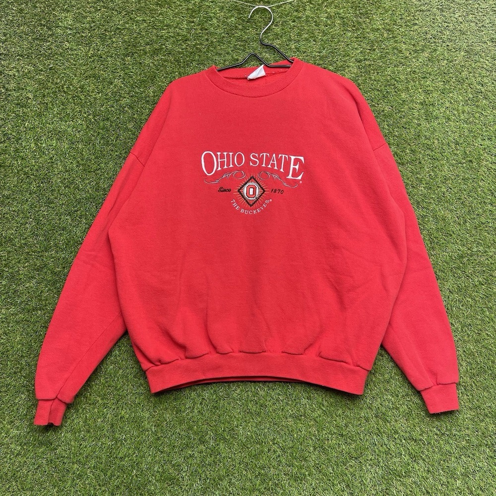Vintage Ohio State Buckeyes Sweatshirt Mens 2XL Crewneck Red 90s Spellout OSU